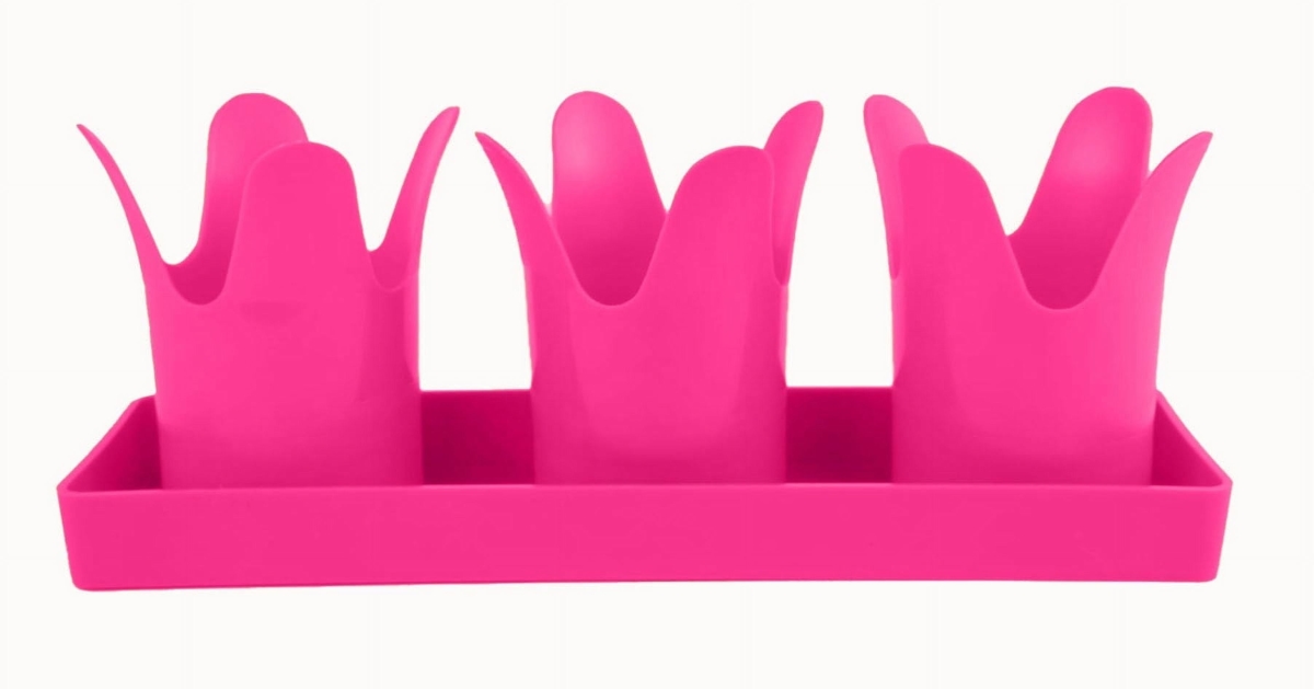 TULIPP3 3.5 x 11.5 in. Tulip shaped flower Pots in Rectangular Saucer Colored, Pink - Polypropylene - Pack of 3