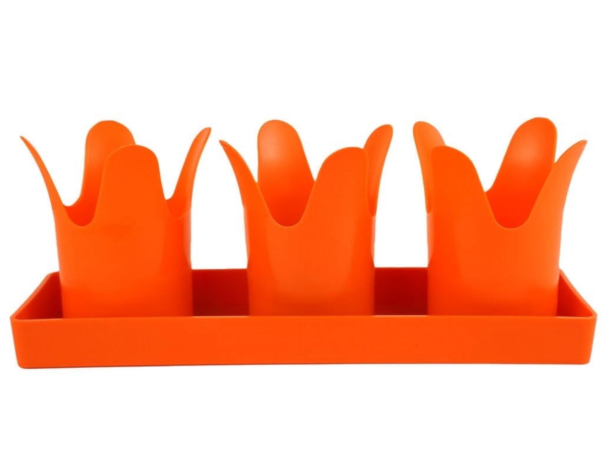 TULIPFO3 3.5 x 11.5 in. Tulip shaped flower Pots in Rectangular Saucer Colored, Fire Orange - Polypropylene - Pack of 3