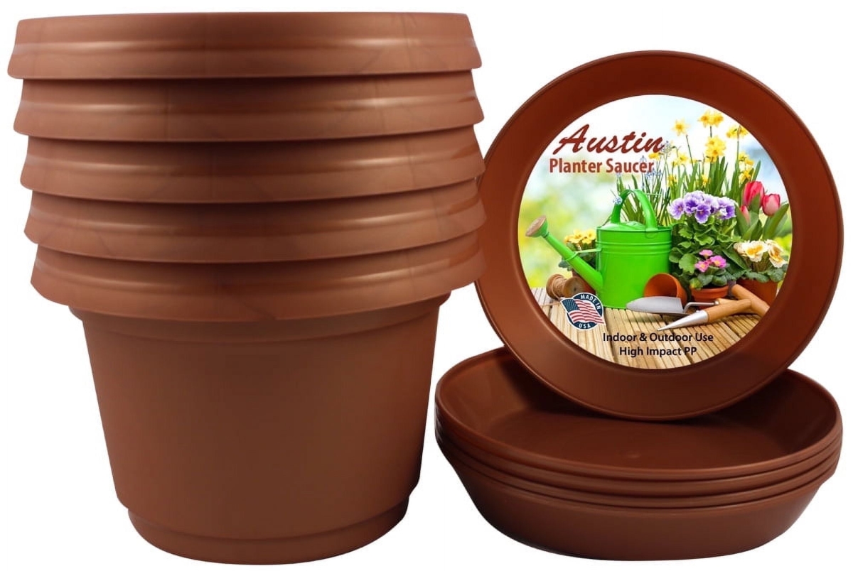 SAPM 5pack 7 in. Flower Pot with Saucer Colored, Copper - Polypropylene - Pack of 5