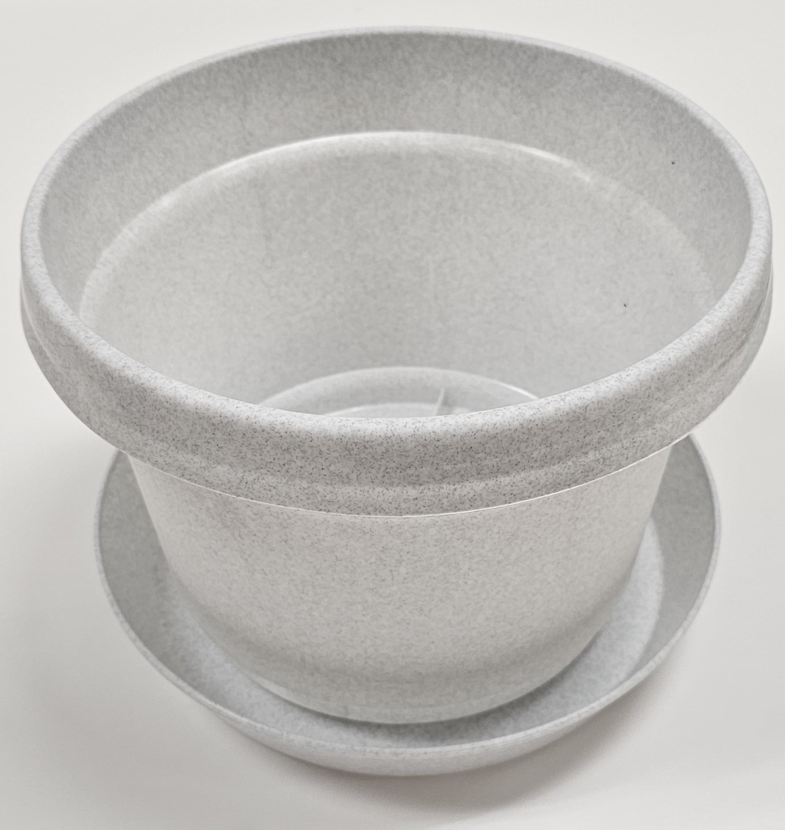 MAPG1 9 in. Single Flower Pot with Saucer Granite Colored, White - Polypropylene