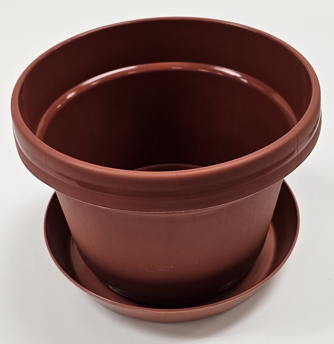 LAPTC1 12 in. Single Flower Round Pot with Saucer Colored, Terra Cotta -Polypropylene