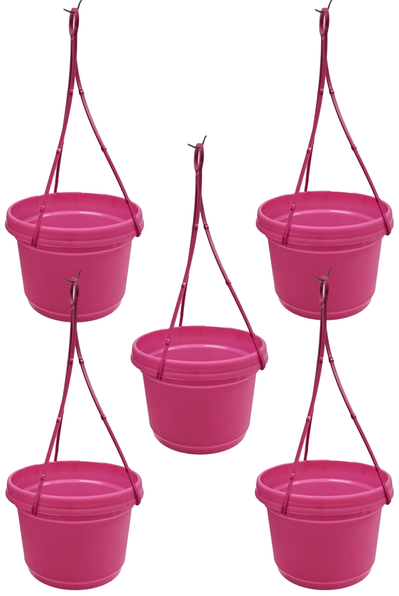 SHAPP5 7 in. Hanging Flower Pots Colored, Pink - Polypropylene - Pack of 5