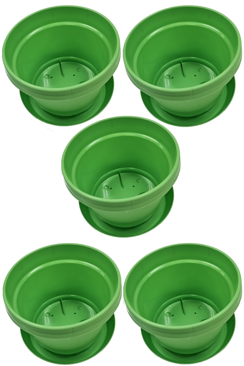 SAPLG 5pack 7 in. Flower Pot with Saucer Colored, Lime Green - Polypropylene - Pack of 5