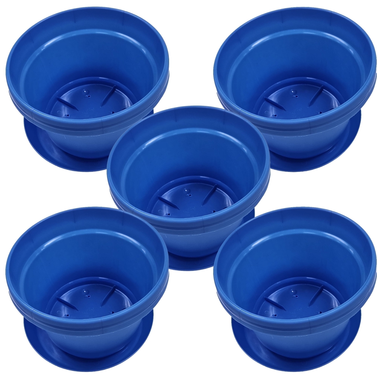 SAPSB 5pack 7 in. Flower Pot with Saucer Colored, Blue - Polypropylene - Pack of 5
