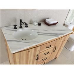 Bellaterra Home 6001L-48-NL-JW 48 in. Single Left Side Sink Vanity Solid Fir Jazz Natural, White -  Bellaterra Home LLc