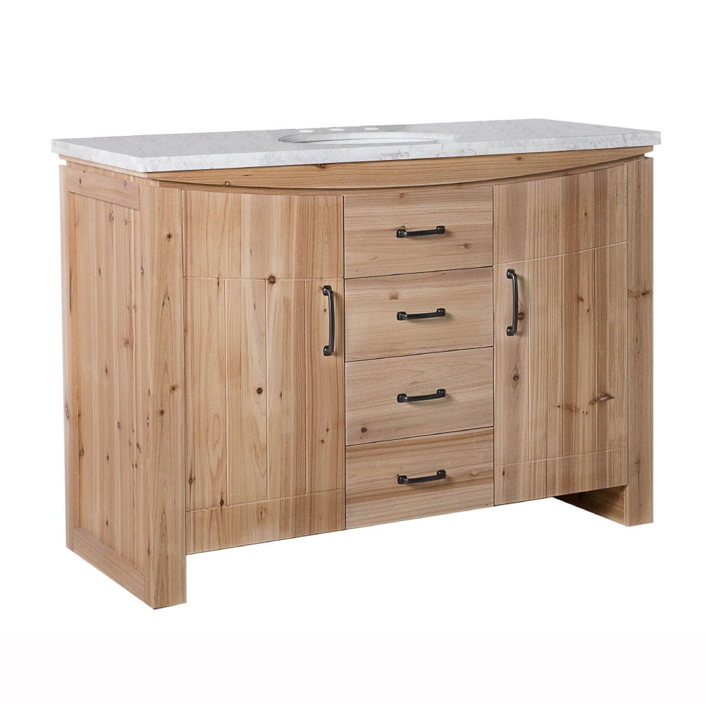 48 in. Single Center Sink Vanity Solid Fir Jazz Natural, White - Bellaterra Home 6001C-48-NL-JW