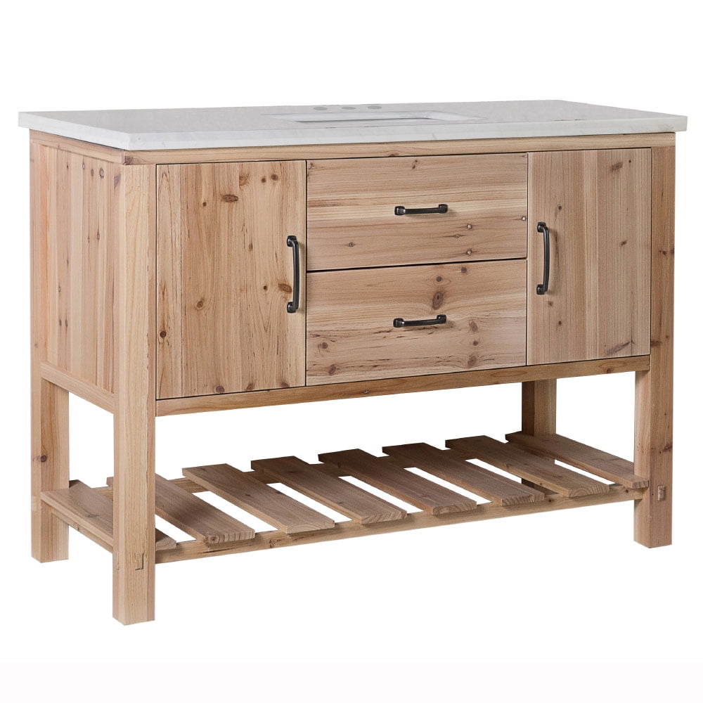 48 in. 276 lbs Single Sink Vanity Solid Fir Jazz Natural, White - Bellaterra Home 6004-48-NL-JW