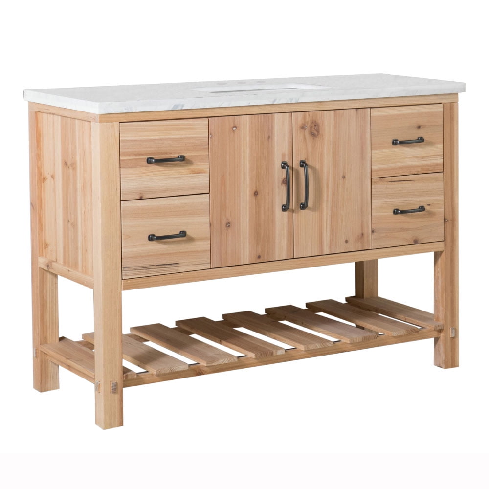 48 in. Single Sink Vanity Solid Fir Jazz Natural, White - Bellaterra Home 6003-48-NL-JW