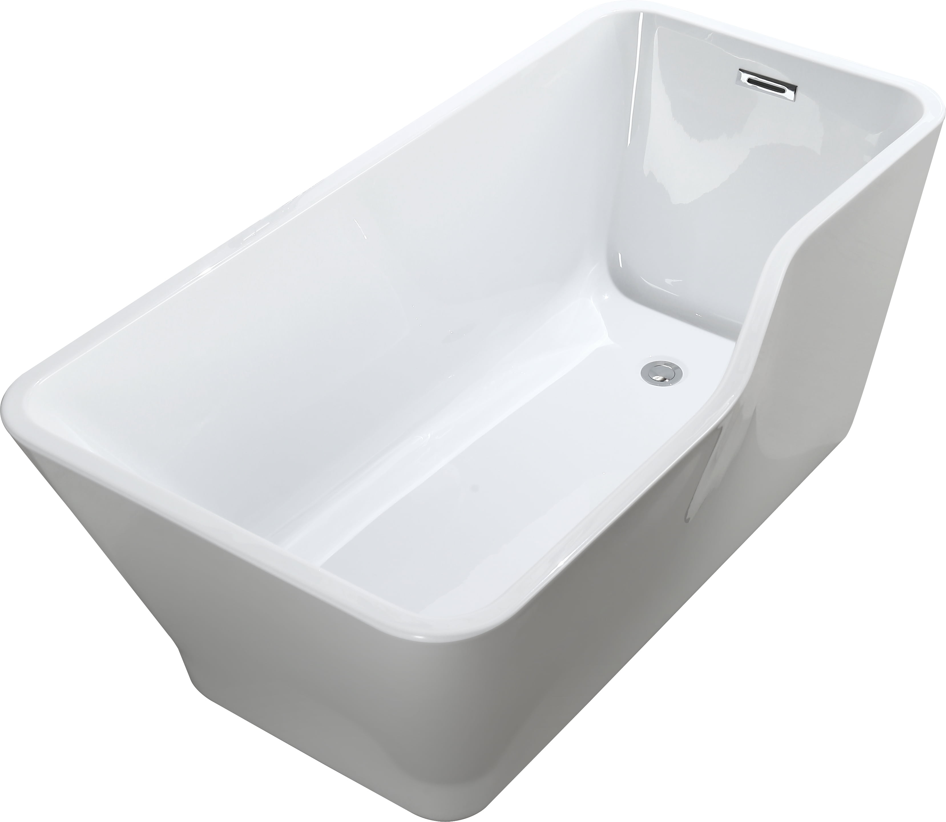 59 in. 99 lbs Freestanding Soaking Bathtub - Glossy White