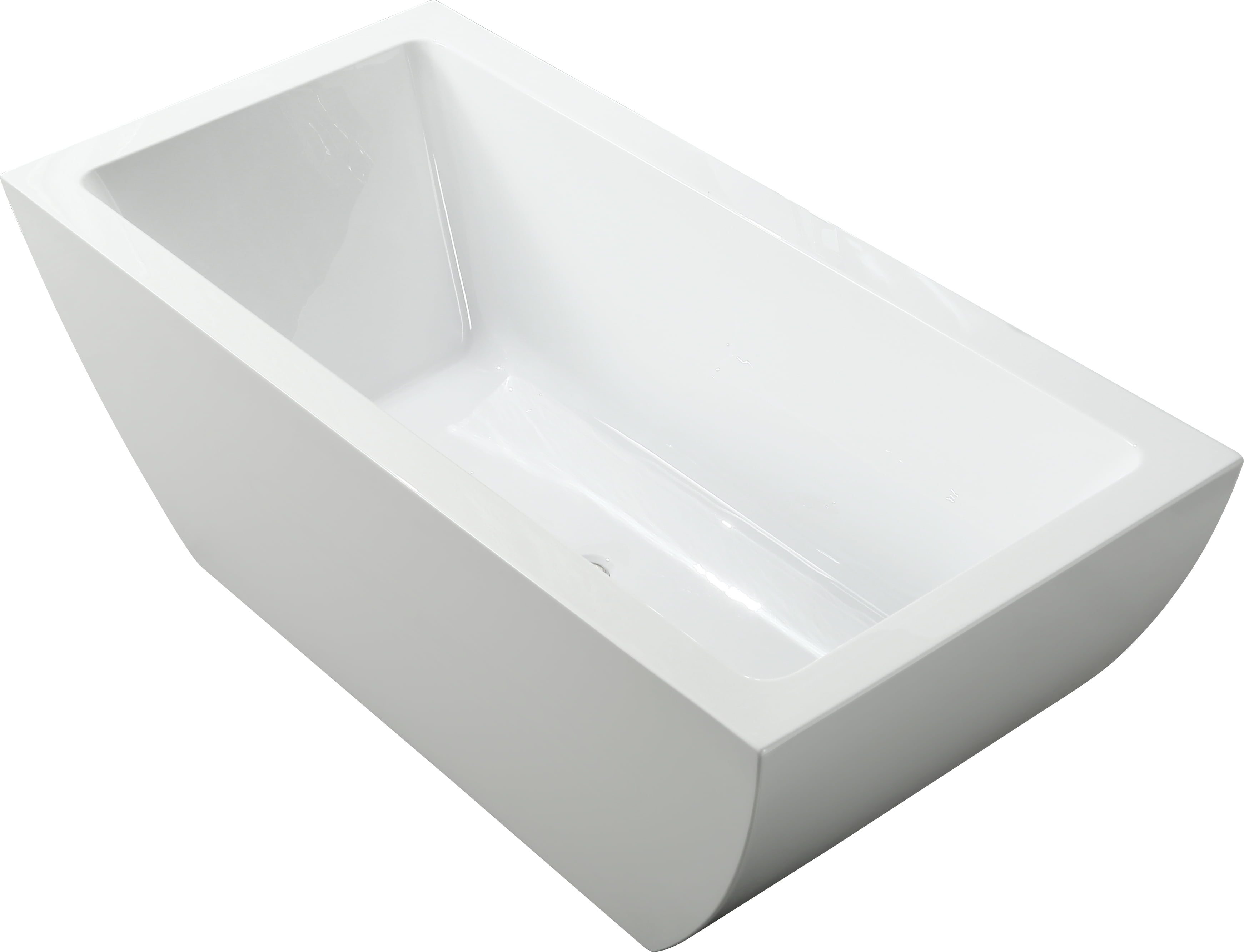 59 in. 107.8 lbs Freestanding Soaking Bathtub, Glossy White
