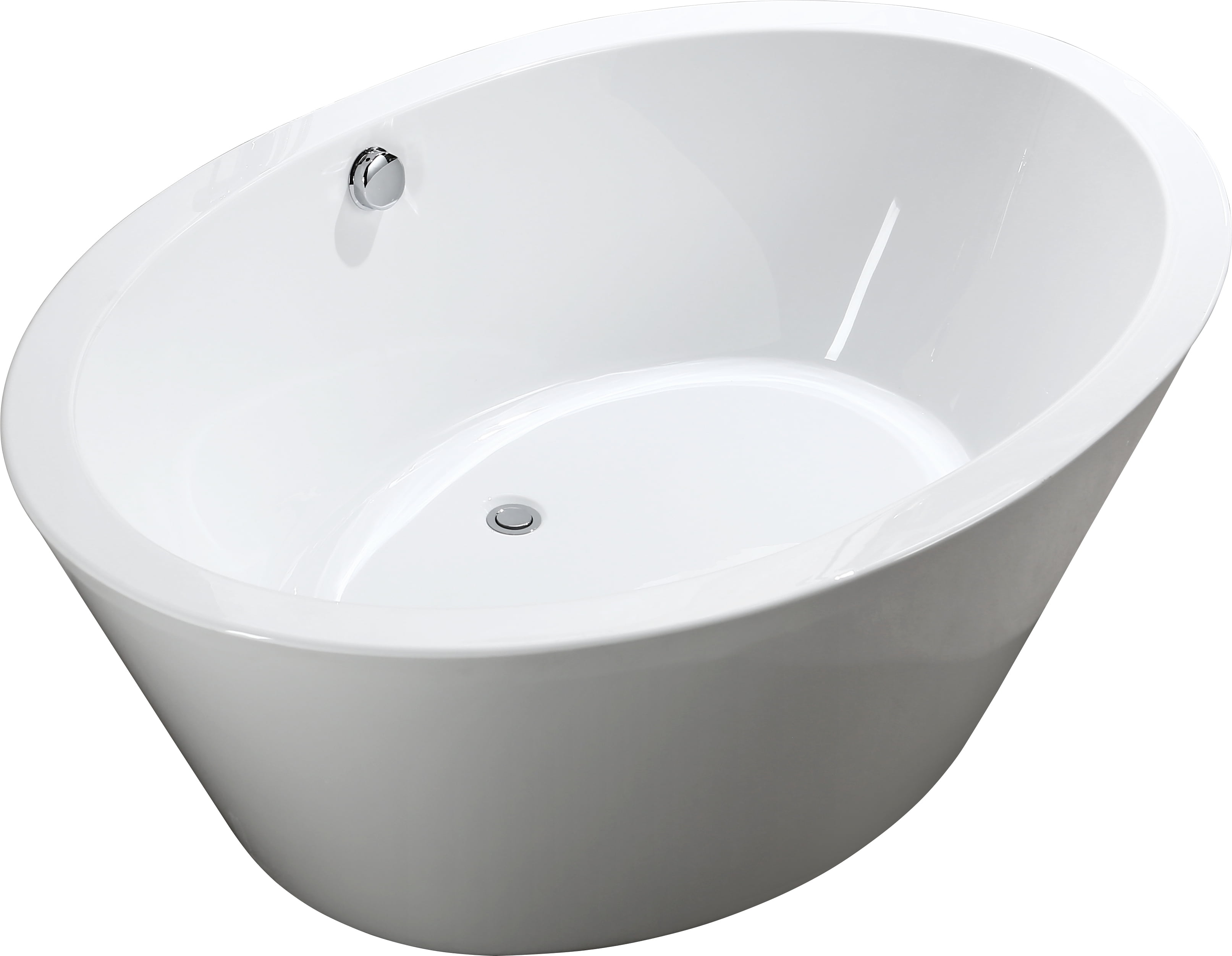 67 in. Freestanding Soaking Bathtub, Glossy White