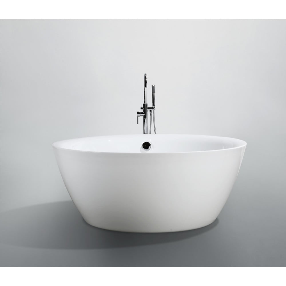 59 in. Freestanding Soaking Bathtub - Glossy White - 59in.