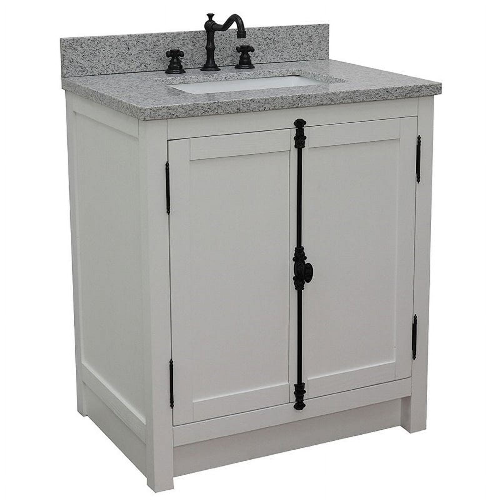 31 x 22 x 36 in. Single Vanity, Glacier Ash Top with Gray Granite & Rectangle Sink