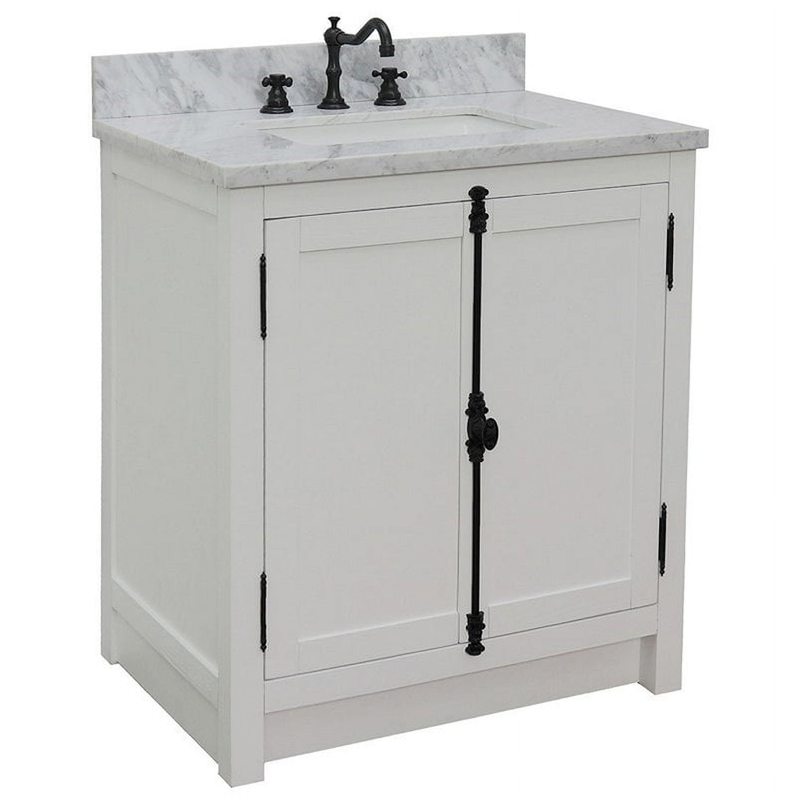 31 x 22 x 36 in. Single Vanity, Glacier Ash Top with White Carrara & Rectangle Sink