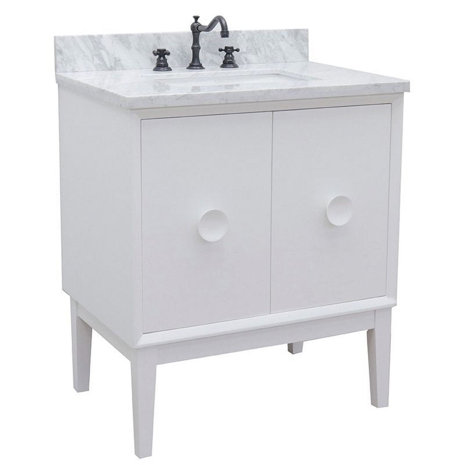 Single Vanity - White Top with White Carrara & Rectangle Sink