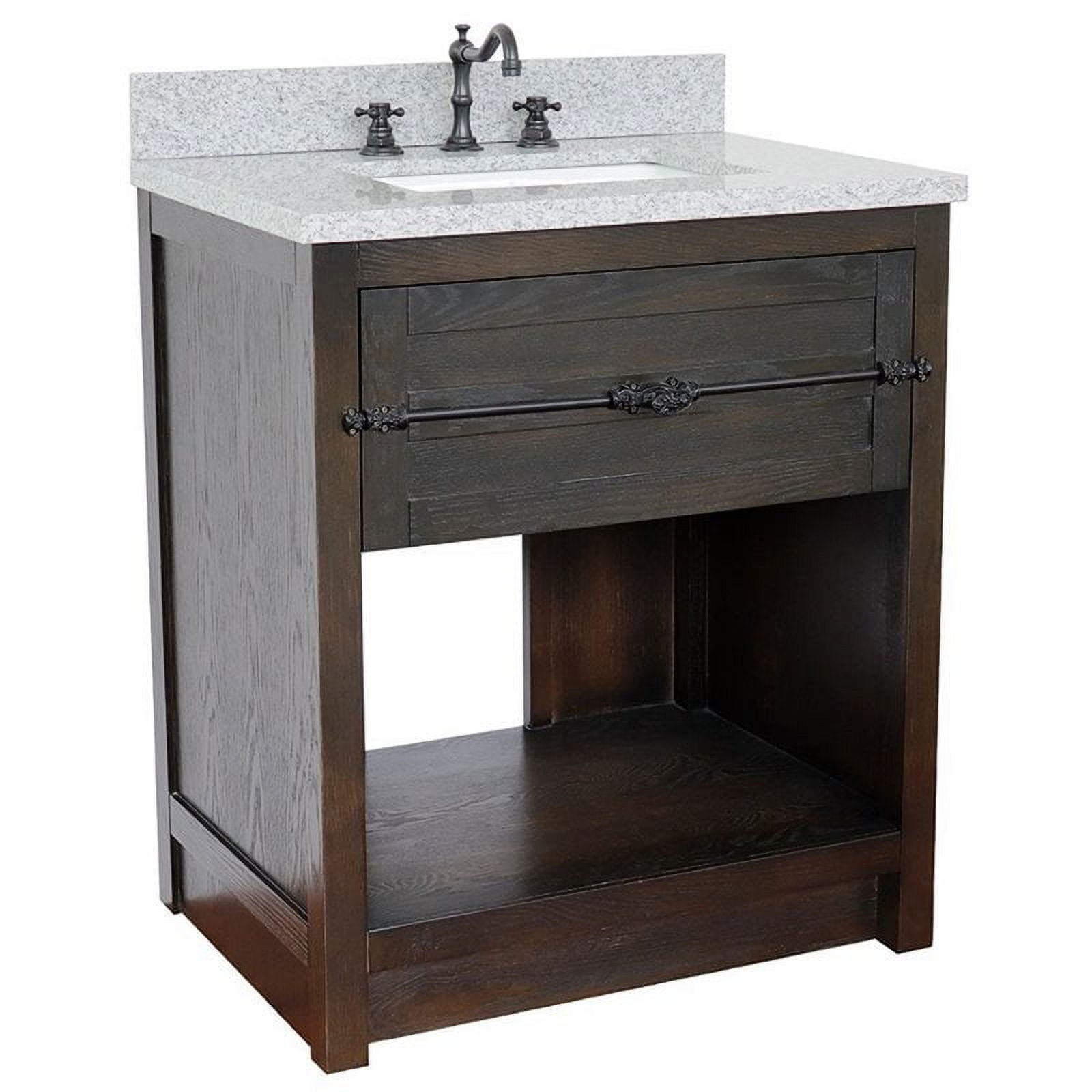 31 x 22 x 36 in. Single Vanity, Brown Ash Top with Gray Granite & Rectangle Sink
