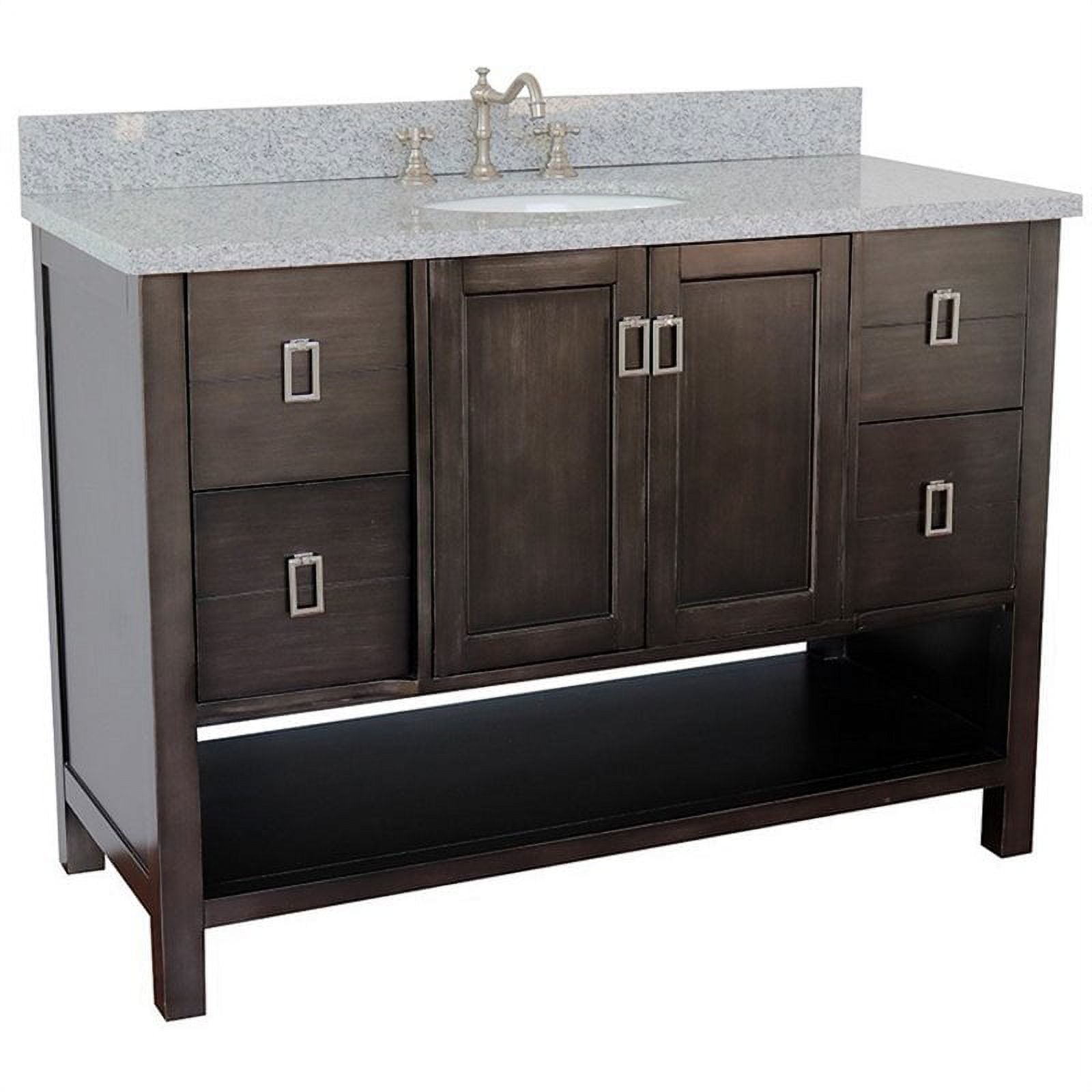 Single Vanity - Silvery Brown Top with Gray Granite & Oval Sink