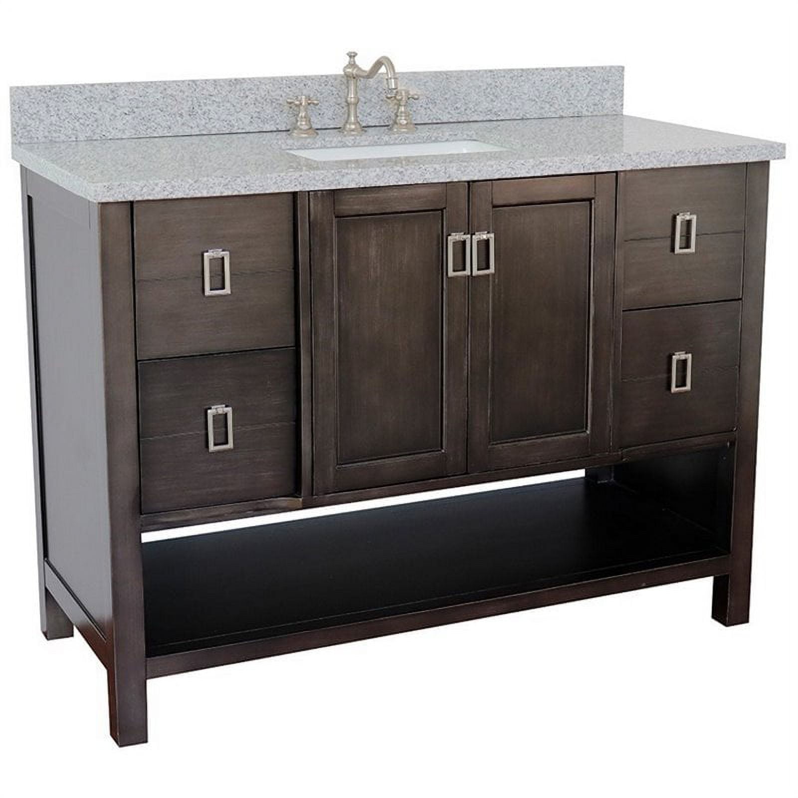 Single Vanity - Silvery Brown Top with Gray Granite & Rectangle Sink