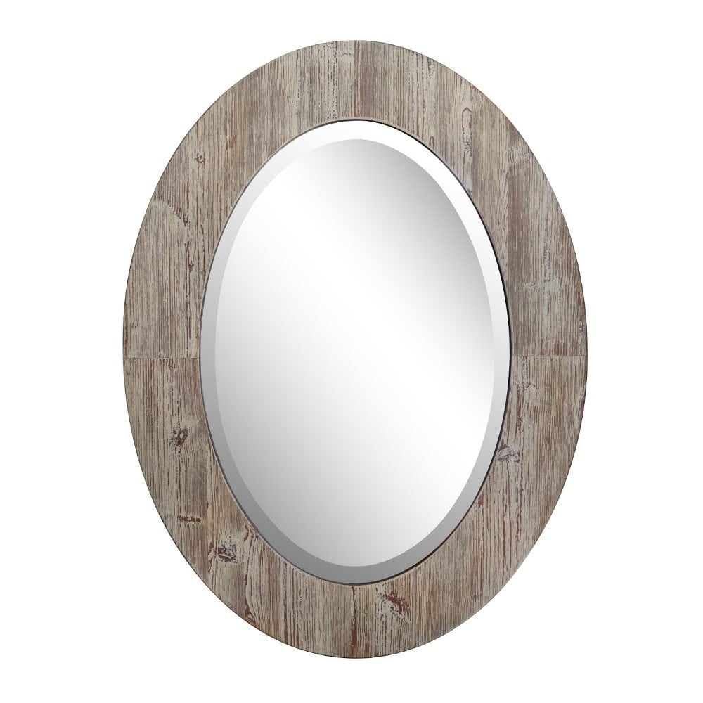 Picture of Bellaterra Home 808201-M 24 in. Oval Wood Gra in Frame Mirror, Antique White