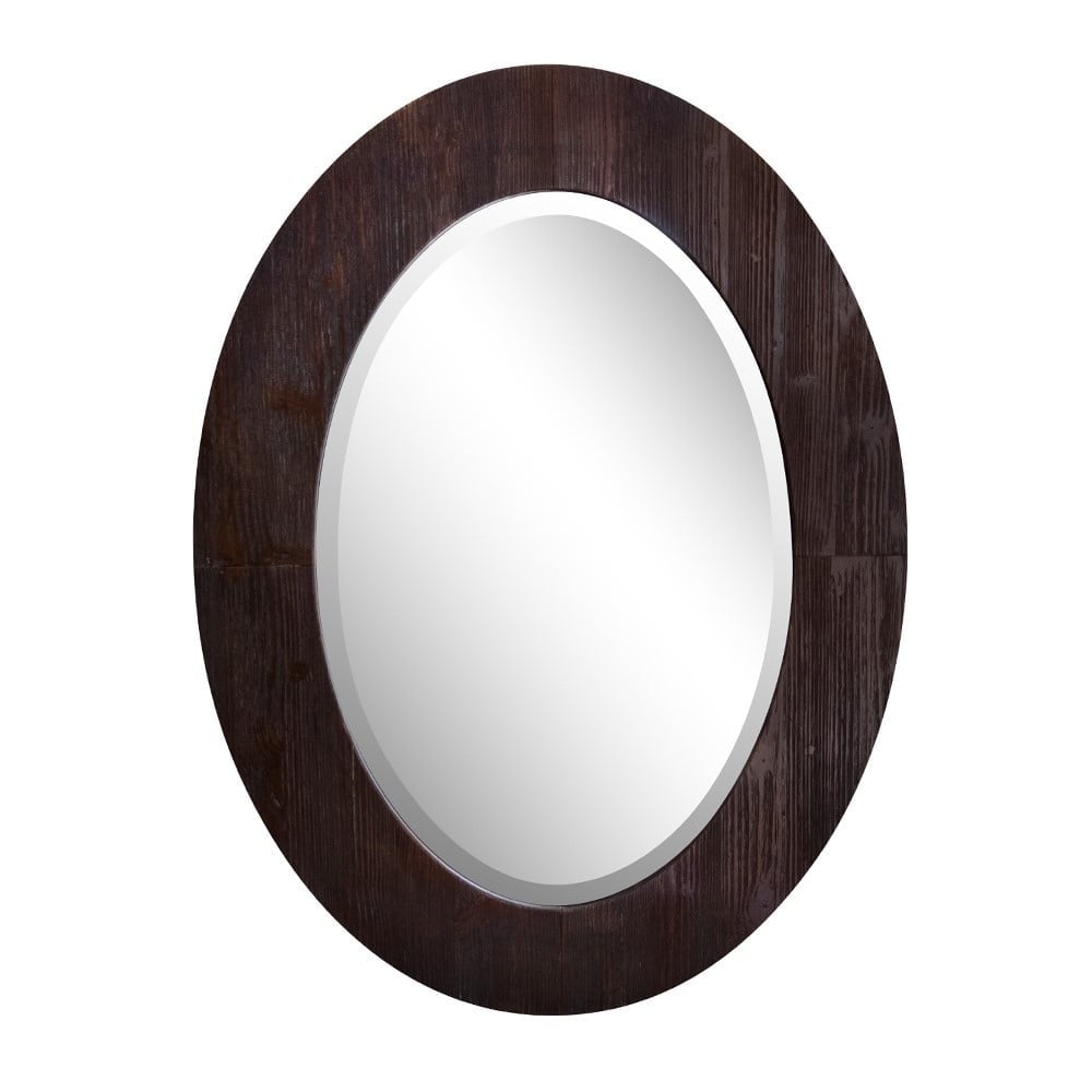 Picture of Bellaterra Home 808204-M 24 in. Oval Wood Gra in Frame Mirror, Dark Brown