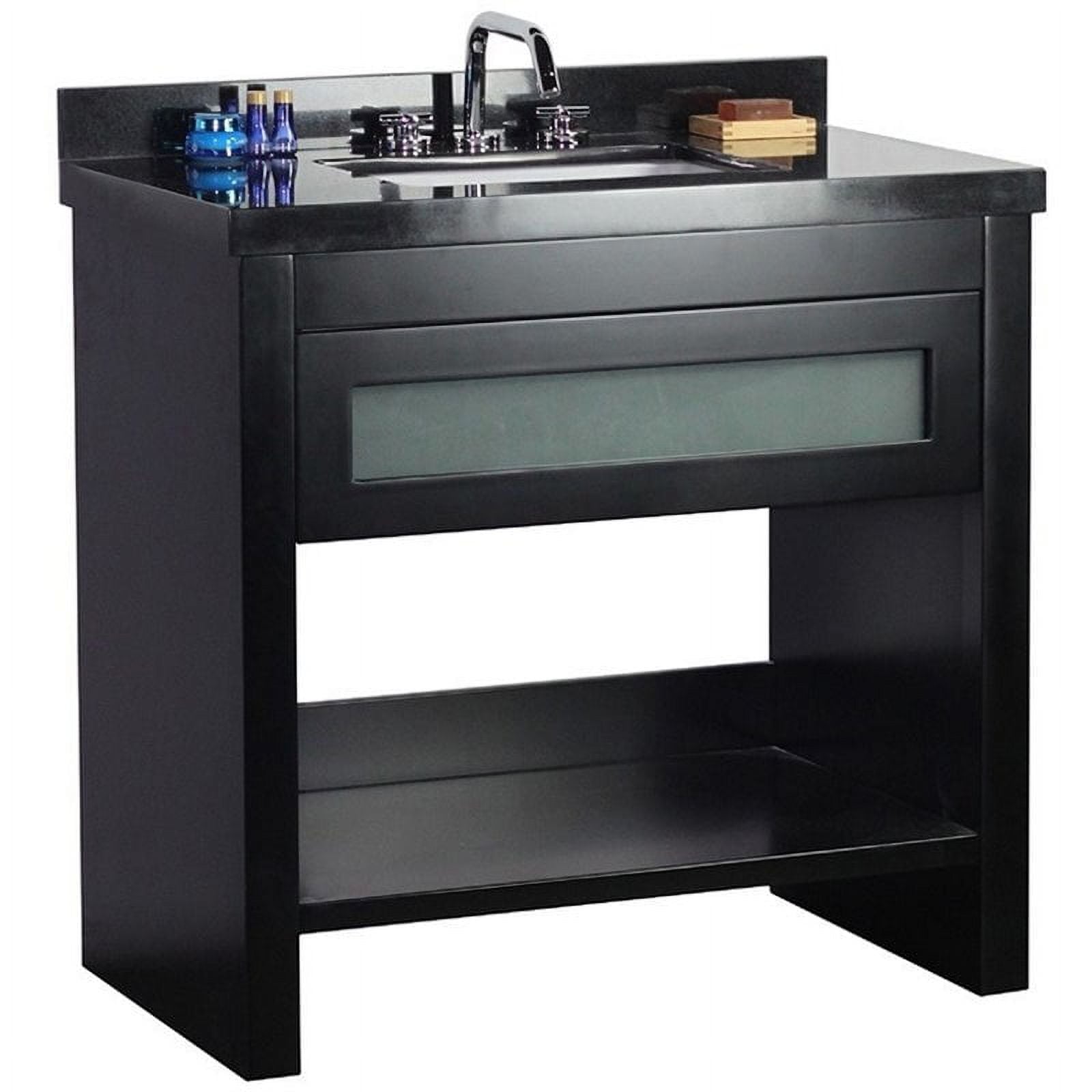 37 in. Rectangle Sink Single Vanity, Matte Black Finish Top with Black Galaxy
