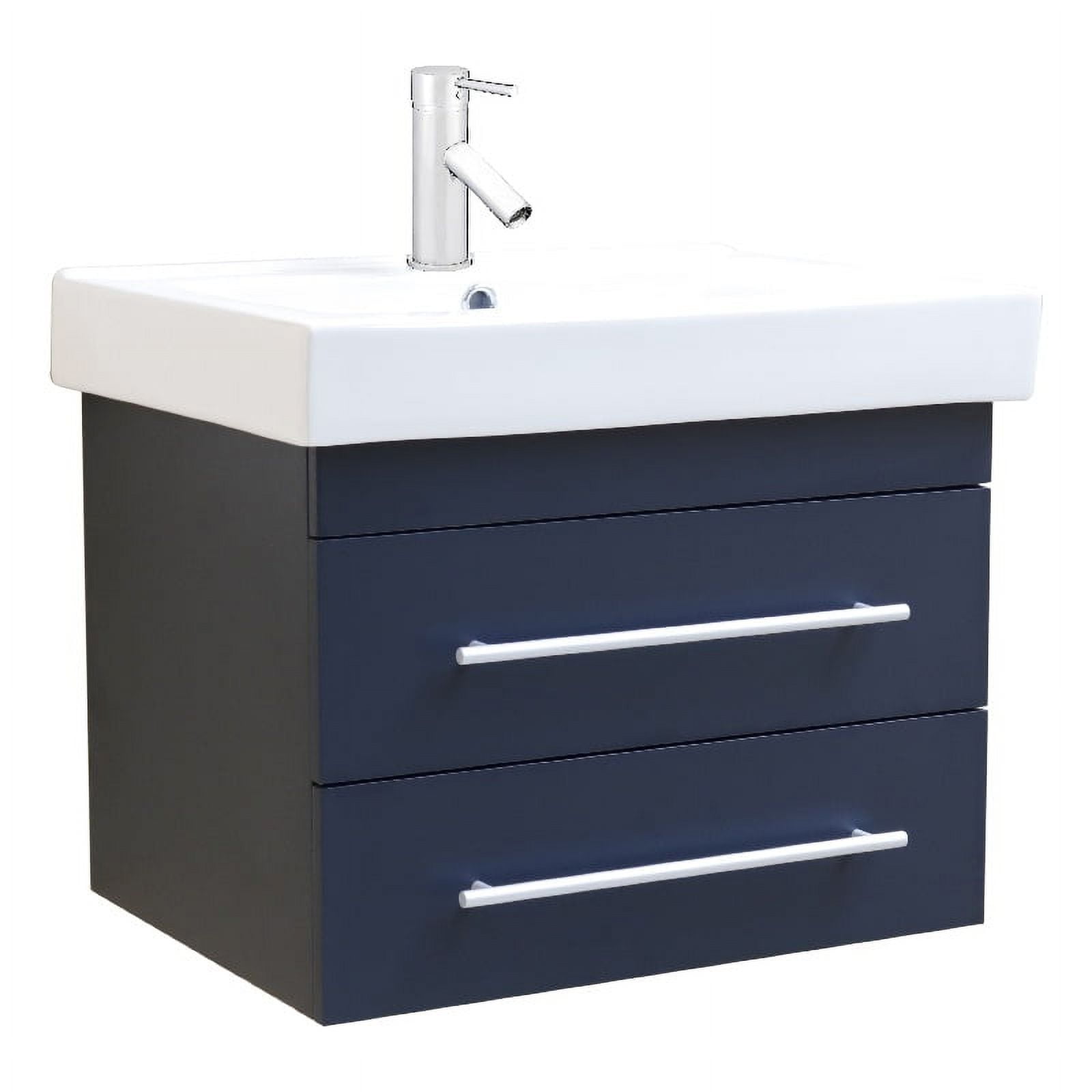 24.25 in. Single Wall Mount Style Sink Vanity, Wood Dark Grey