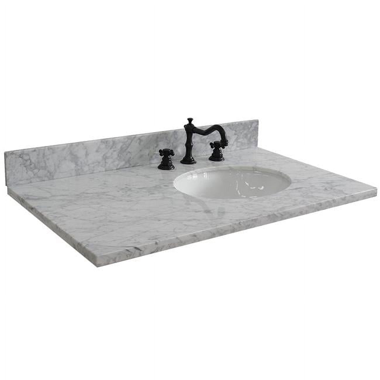 37 in. Carrara Countertop & Single Oval Right Sink, White