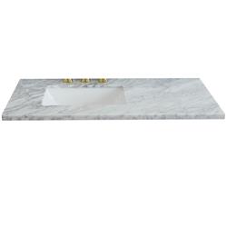 43 in. Carrara Marble Countertop & Single Rectangle Left Sink, White