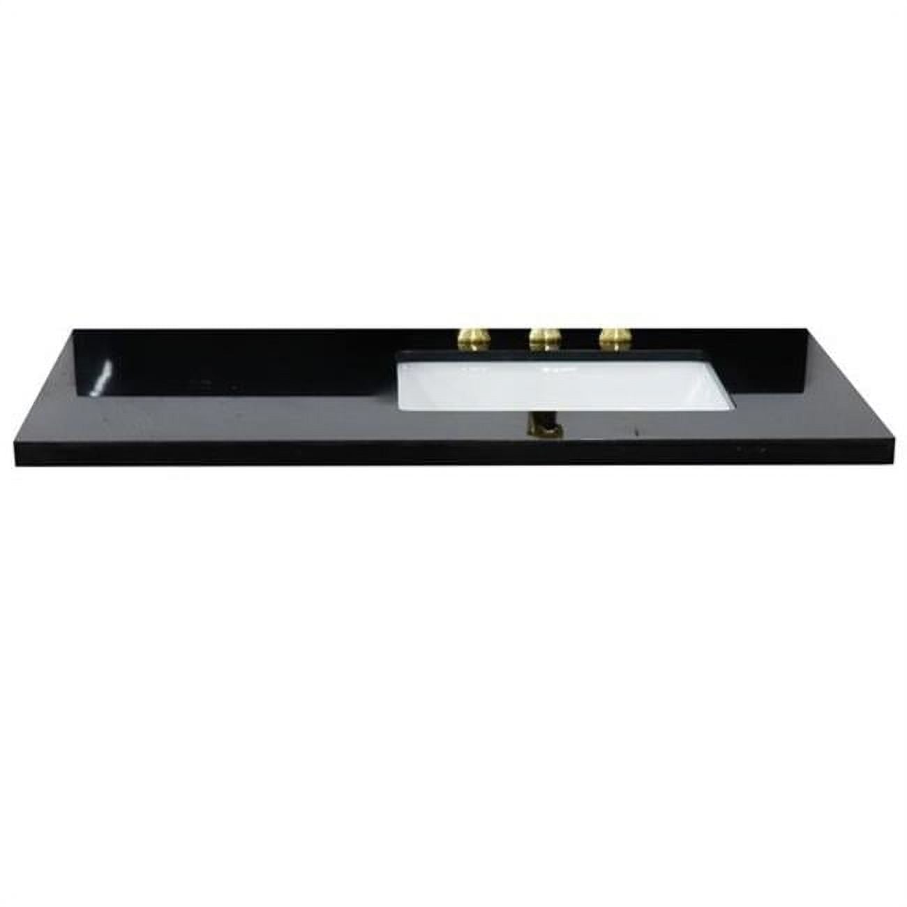 43 in. Galaxy Granite Countertop & Single Rectangle Right Sink, Black