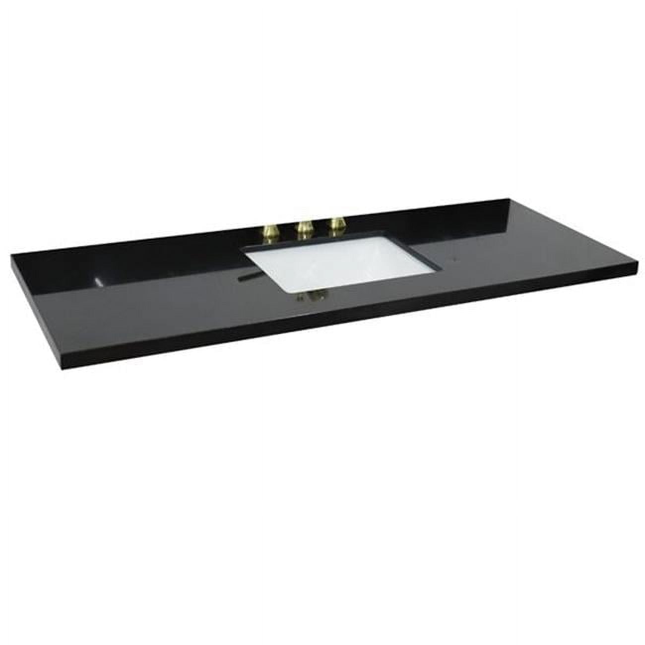 61 in. Galaxy Granite Countertop & Single Rectangle Sink, Black