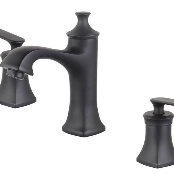 Bellaterra Home 2212-NB Aversa Double Handle Widespread Bathroom Faucet with Drain, Matte Black -  Bellaterra Home LLc