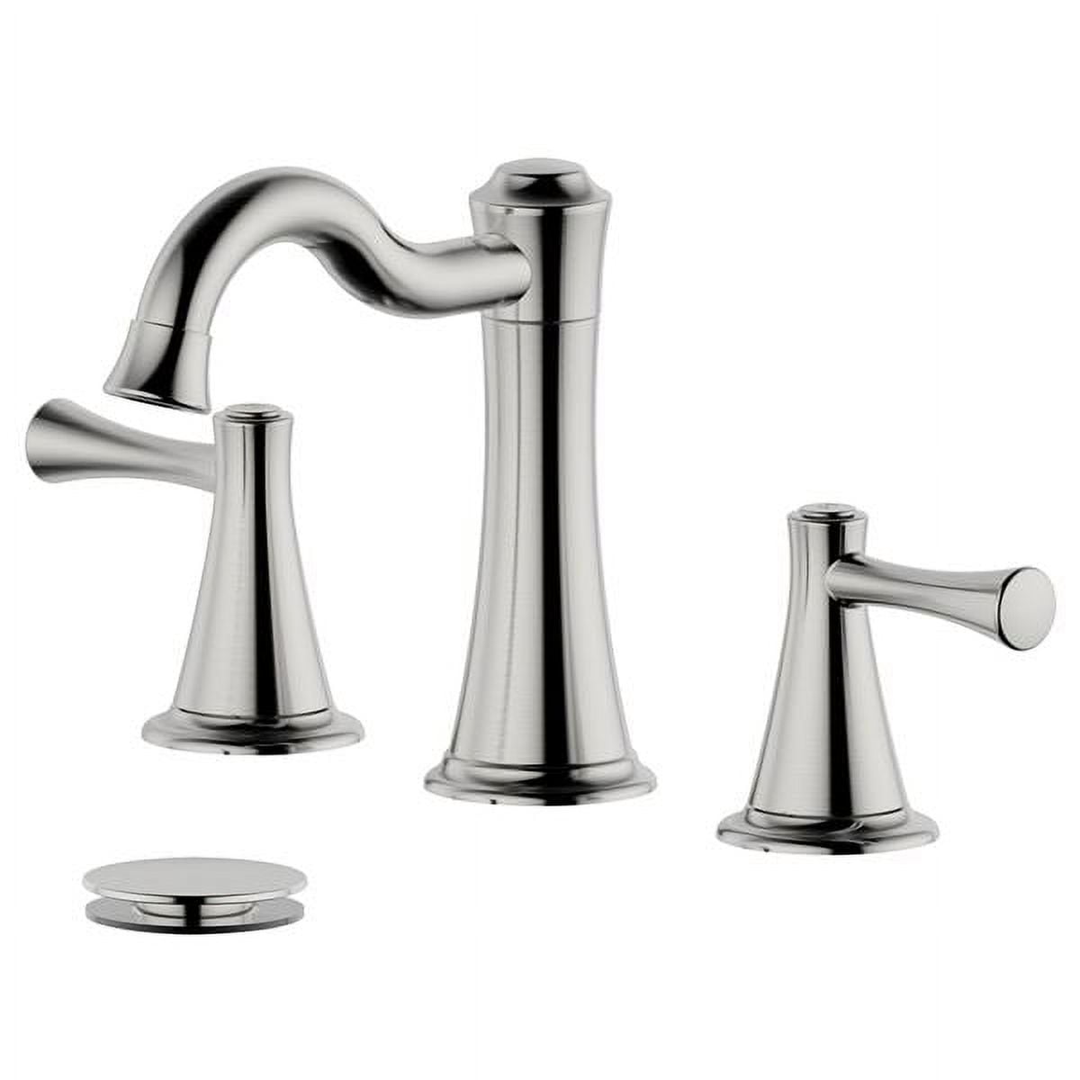 Bellaterra Home S8518-8-BN-W Konya Double Handle Widespread Bathroom Faucet with Drain, Brushed Nickel -  Bellaterra Home LLc