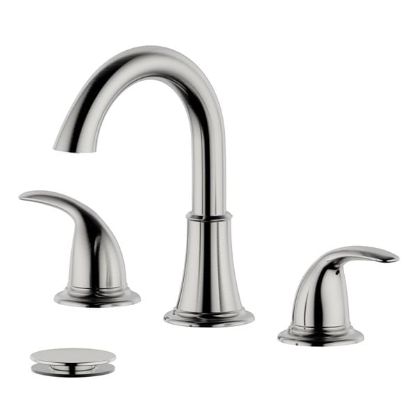 Bellaterra Home S8227-8-BN-W Karmel Double Handle Widespread Bathroom Faucet with Drain, Brushed Nickel -  Bellaterra Home LLc