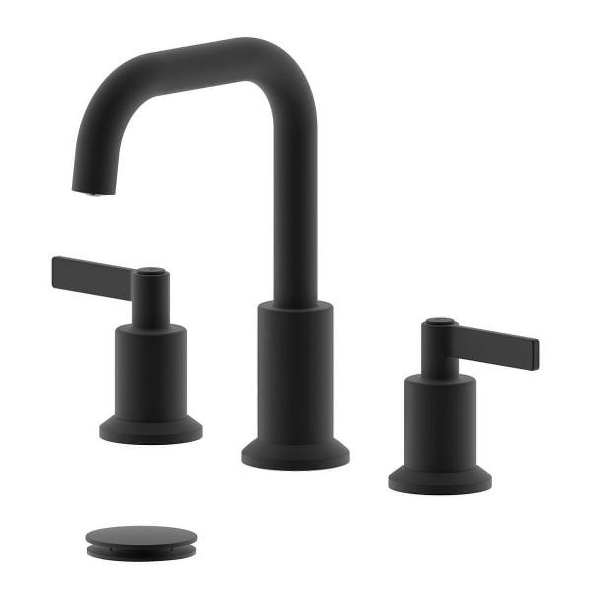 Kadoma Double Handle Widespread Bathroom Faucet with Drain, Matte Black - Bellaterra Home S8288-8-MB-W