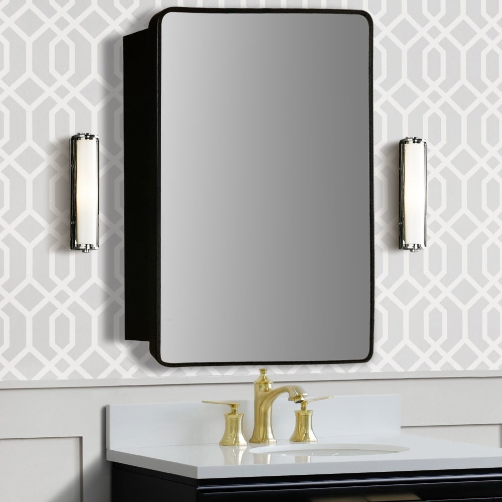 Rectangular Metal Frame Medicine Cabinet, Matte Black