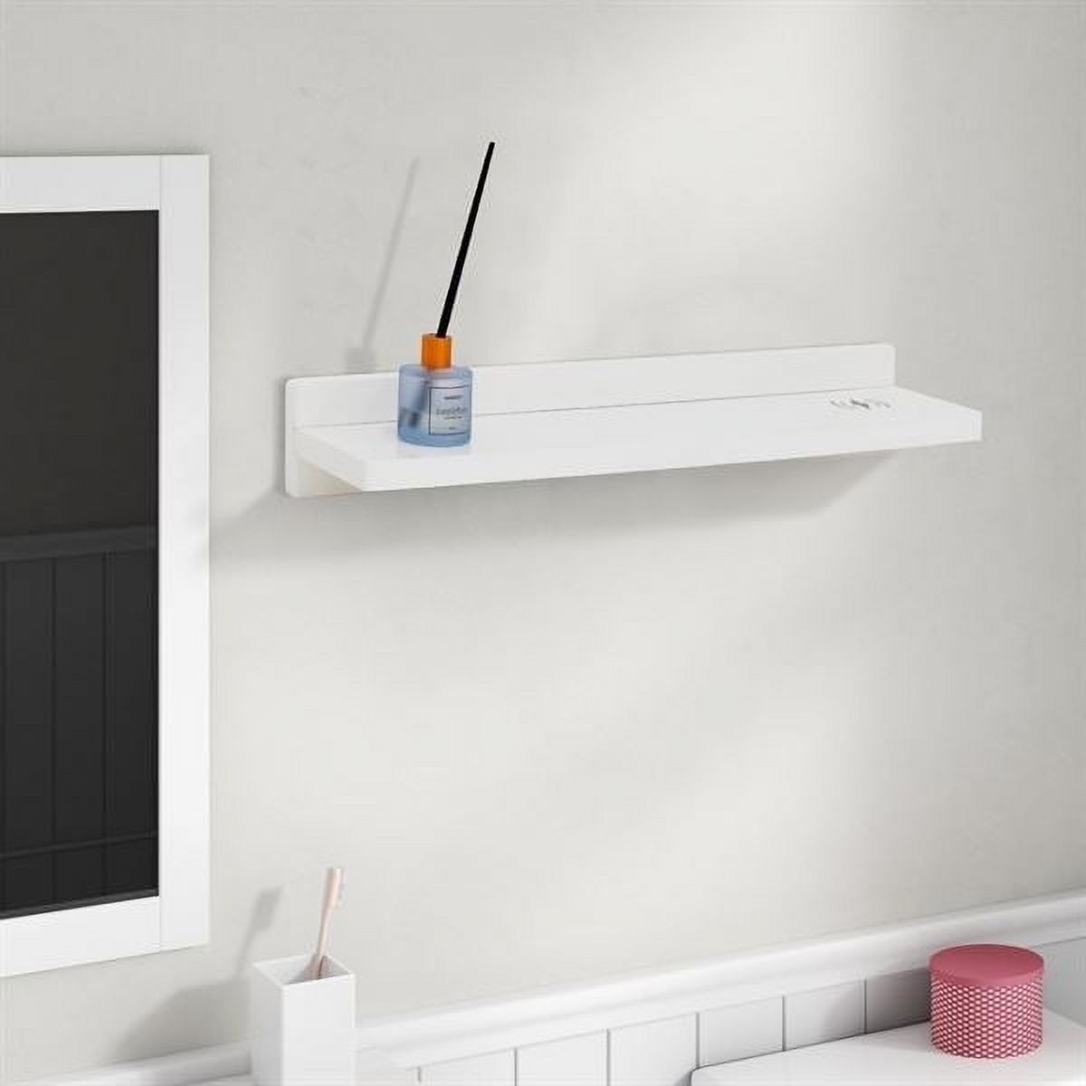 24 in. Smart Wood Floating Shelf with Wireless Charging, White