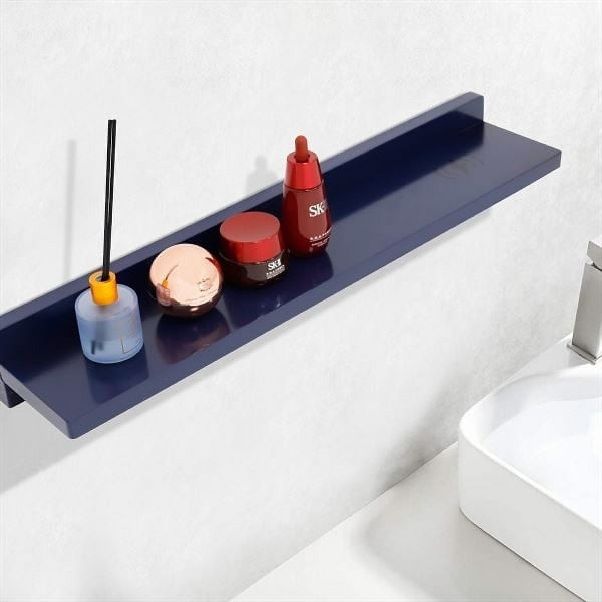 24 in. 15W Solid Rubber Wood Wireless Charging Shelf with 78 in. 3A Cable, Blue