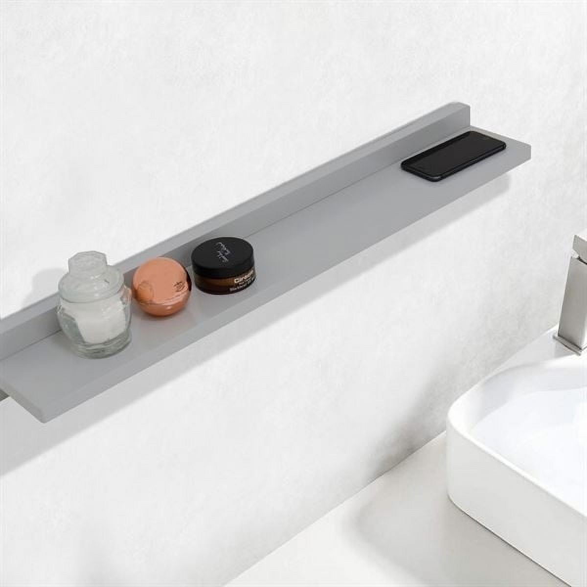 30 in. 15W Solid Rubber Wood Wireless Charging Shelf with 78 in. 3A Cable, Light Gray