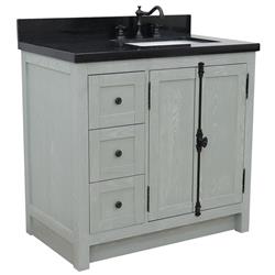 Bellaterra Home 400100-37R-GYA-BGR 37 in. Galaxy Top Rectangle Sink Single Vanity with Right Doors, Right Sink, Gray Ash & Black -  Bellaterra Home LLc