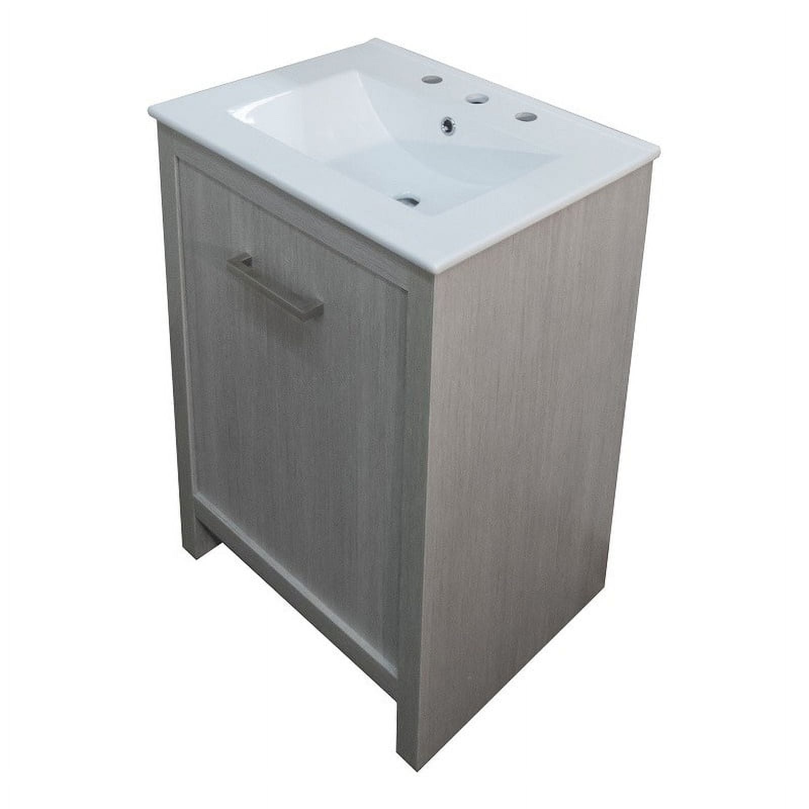 24in. Gray Single Sink Vanity - Solid Wood Construction - Soft-Close Door