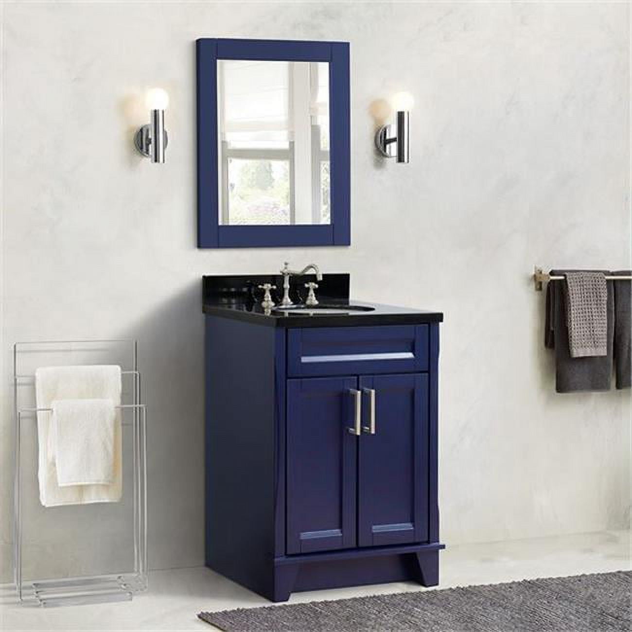 25 in. Single Oval Sink Vanity with Galaxy Granite Top, Blue & Black