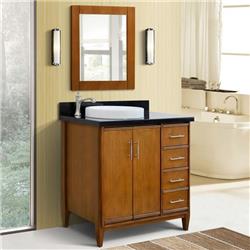 Bellaterra Home 400901-37L-WA-BGRDL 37 in. Single Round Sink Vanity with Galaxy Granite Top, Walnut & Black - Left Door & Sink -  Bellaterra Home LLc