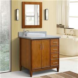 Bellaterra Home 400901-37L-WA-GYRDL 37 in. Single Round Sink Vanity with Granite Top, Walnut & Gray - Left Door & Sink -  Bellaterra Home LLc