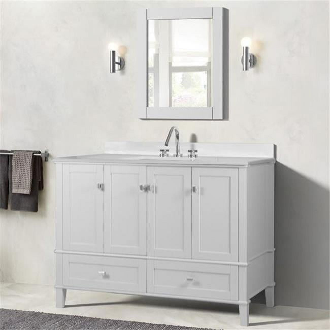 49 in. Single Vanity with Quartz Top, White