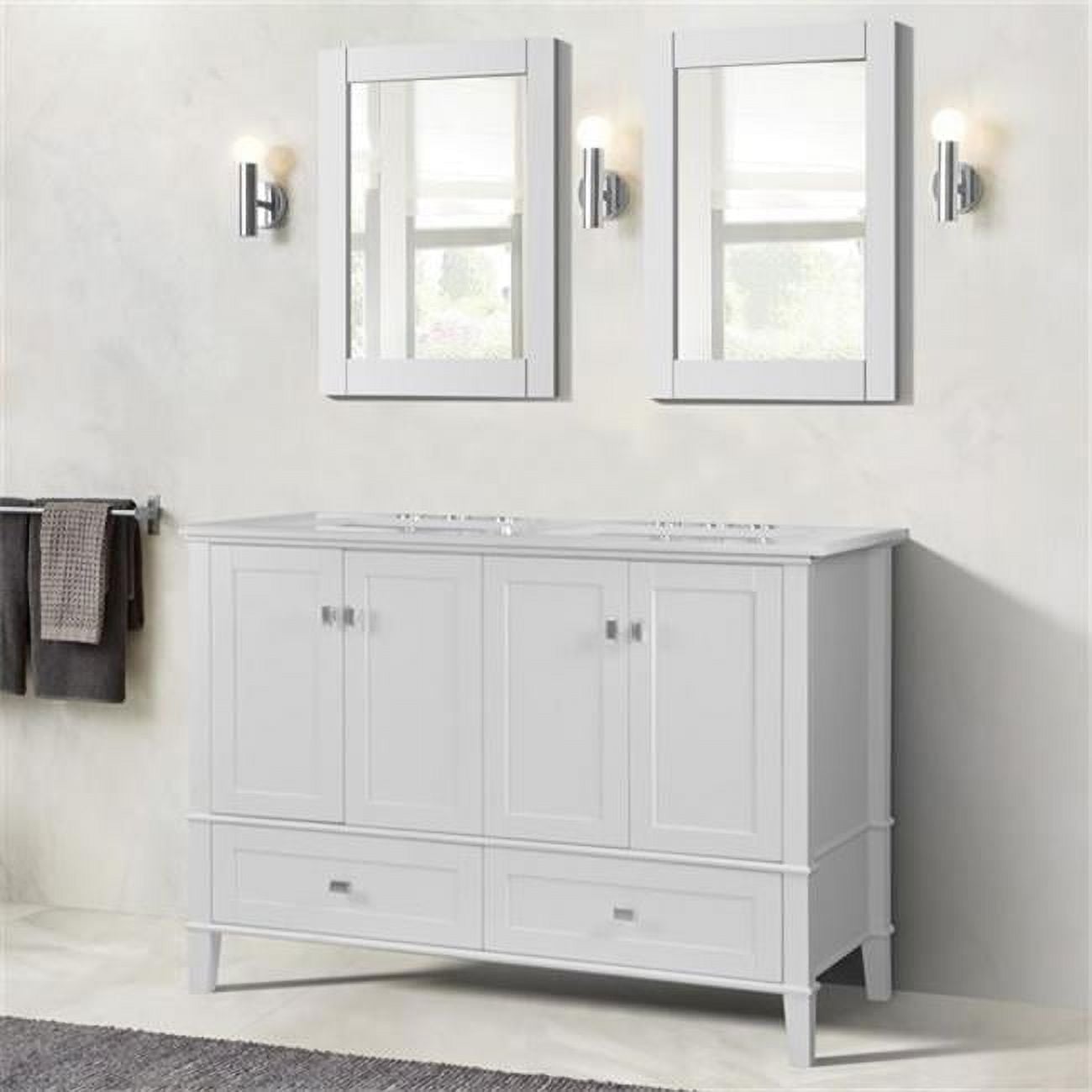 49 in. Double Vanity with Quartz Top, White