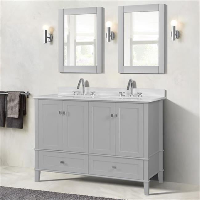 49 in. Double Vanity with Quartz Top, Light Gray