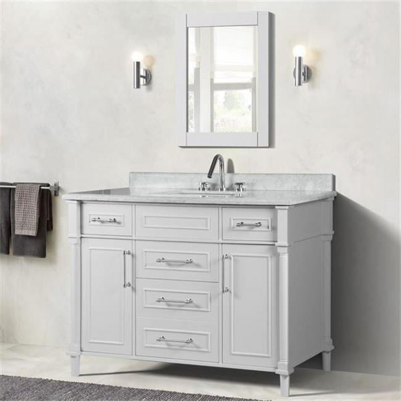 48 in. Single Vanity with Carrara Marble Top, White