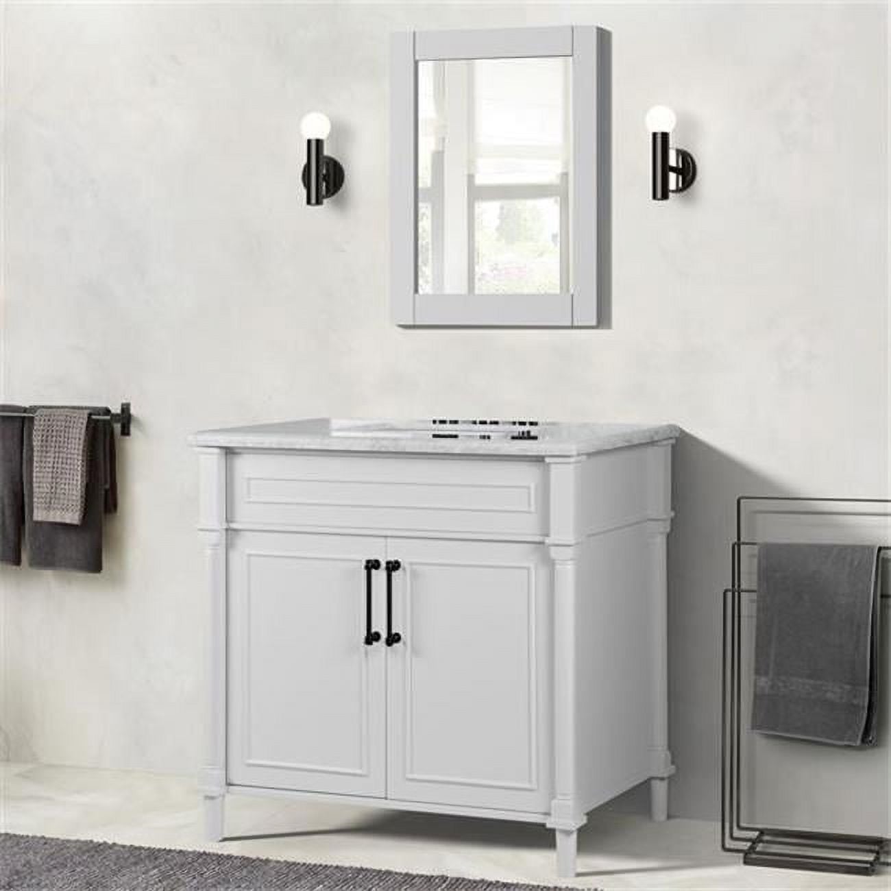 36 in. Single Vanity with Carrara Marble Top, White