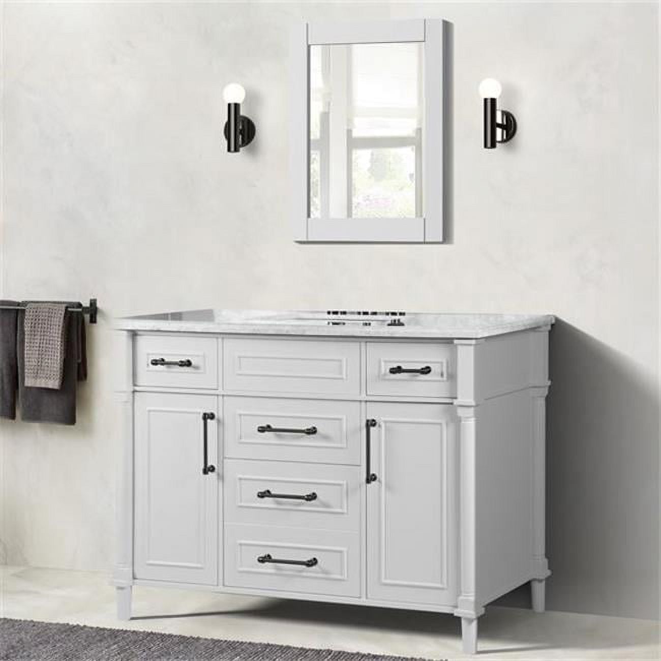 48 in. Single Vanity with Carrara Marble Top, White