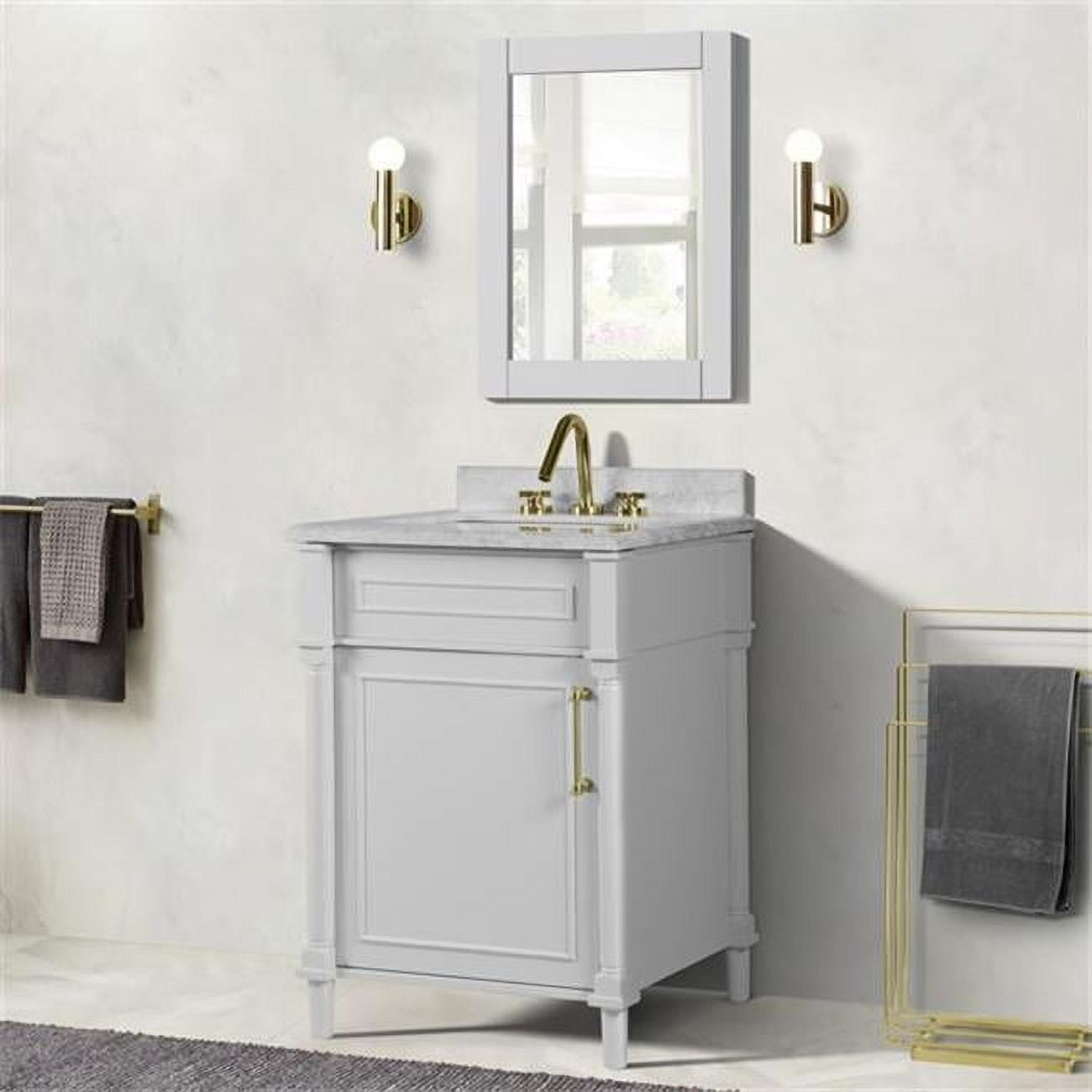 24 in. Single Vanity with Carrara Marble Top, White